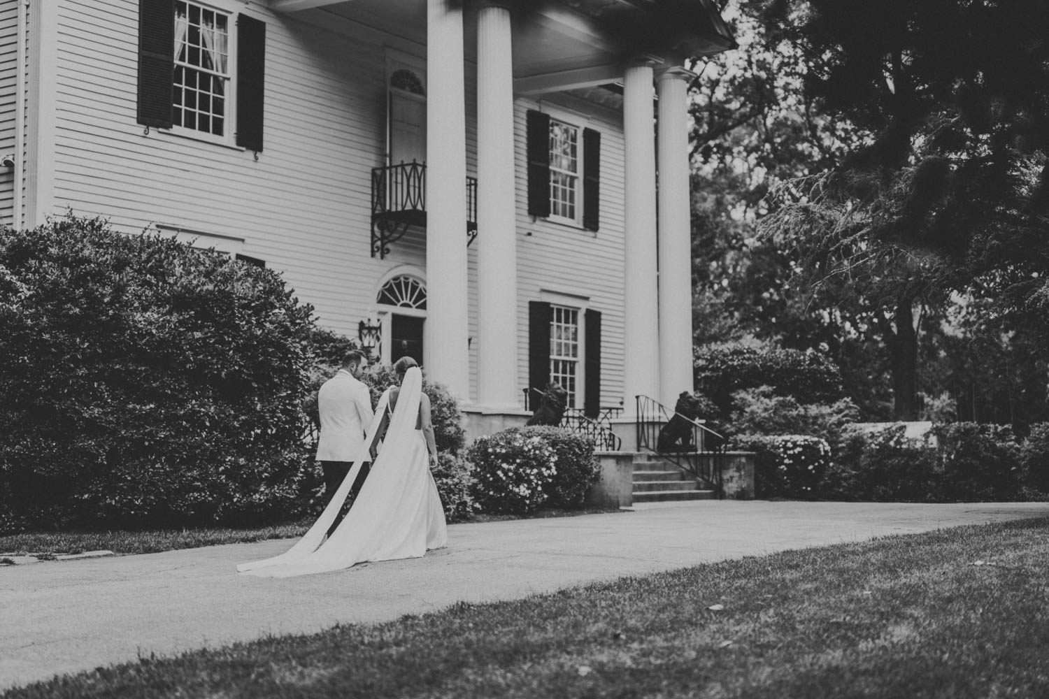 Black and white photo of Duncan estate couple