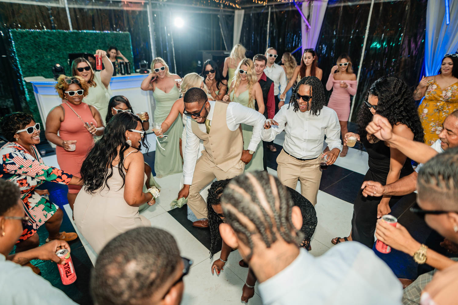 People dancing at a wedding reception