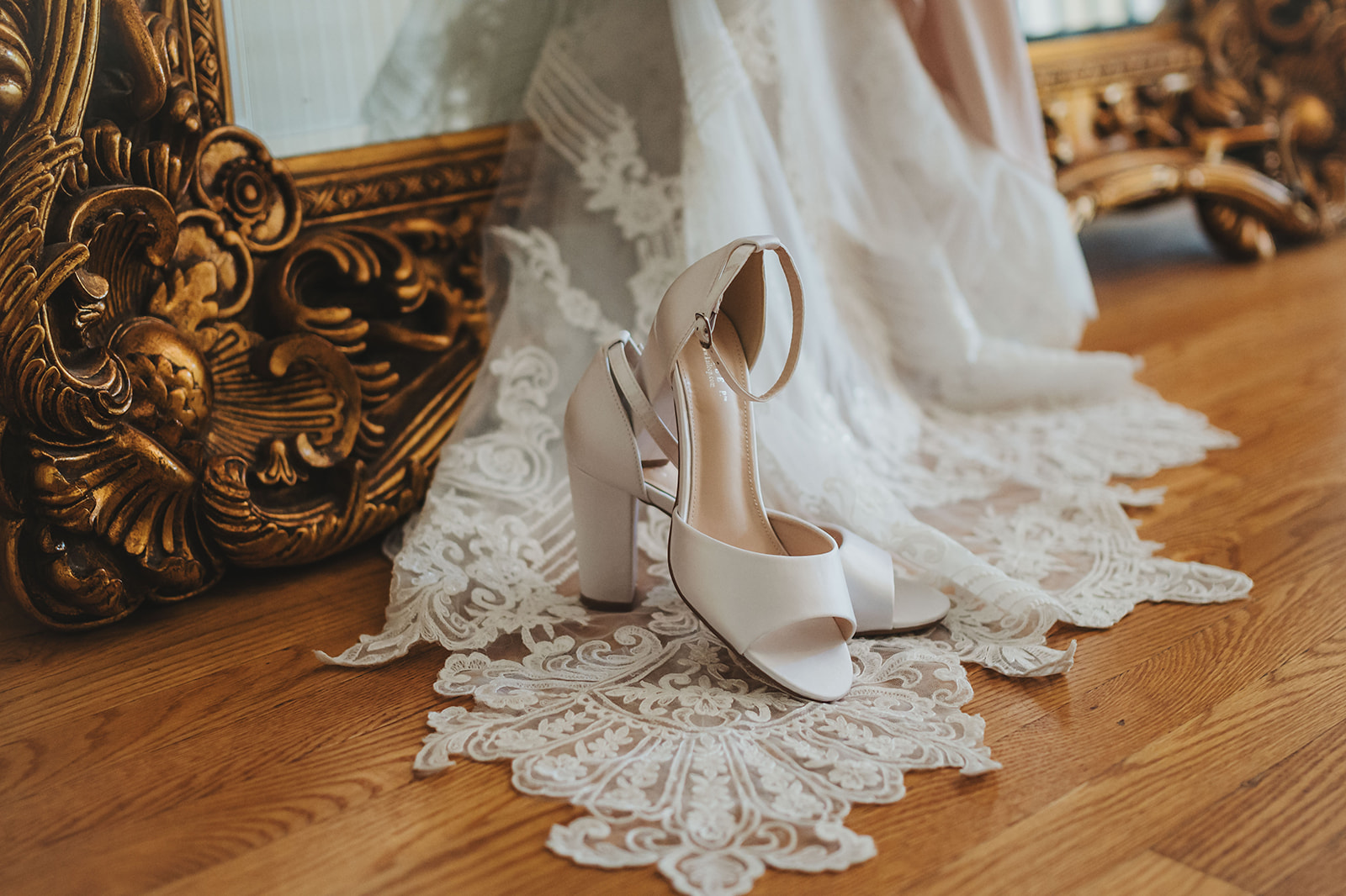 wedding dress and shoes