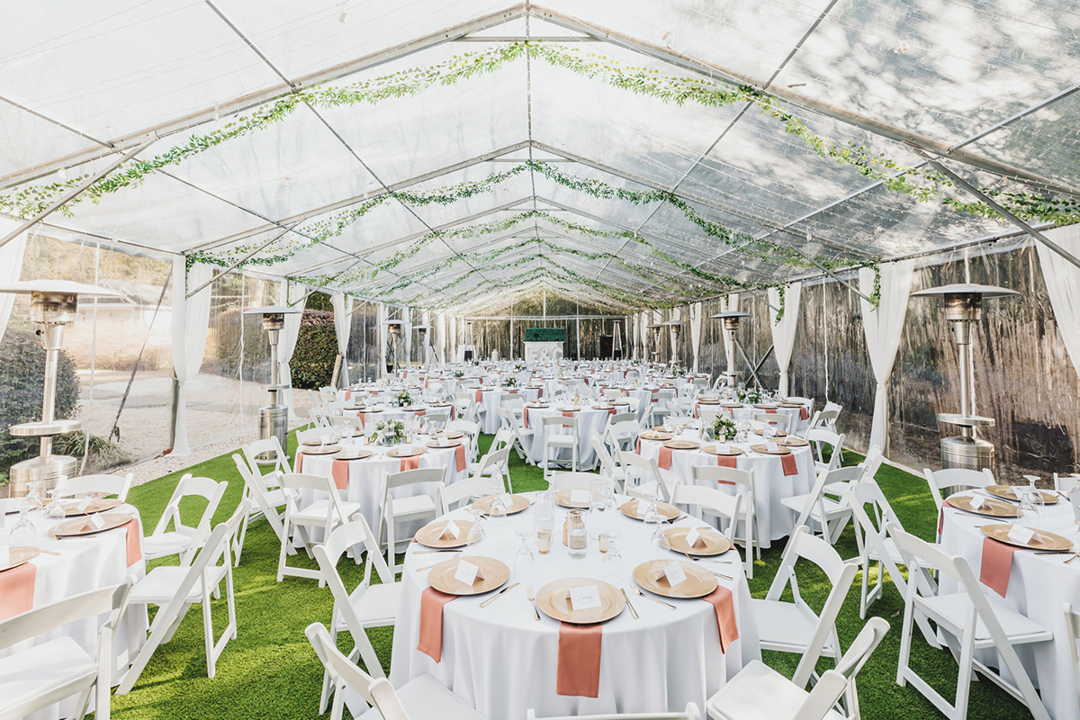 clear tent garden wedding